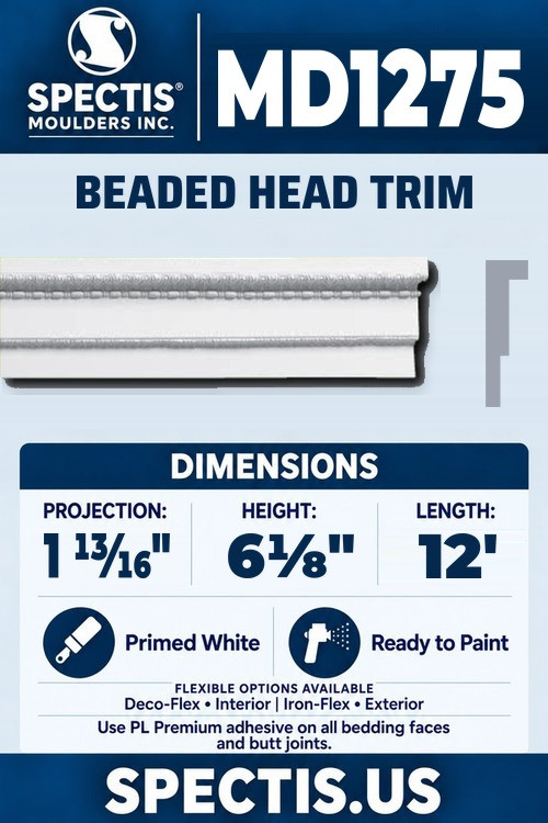 MD1275 beaded head trim section and side profile