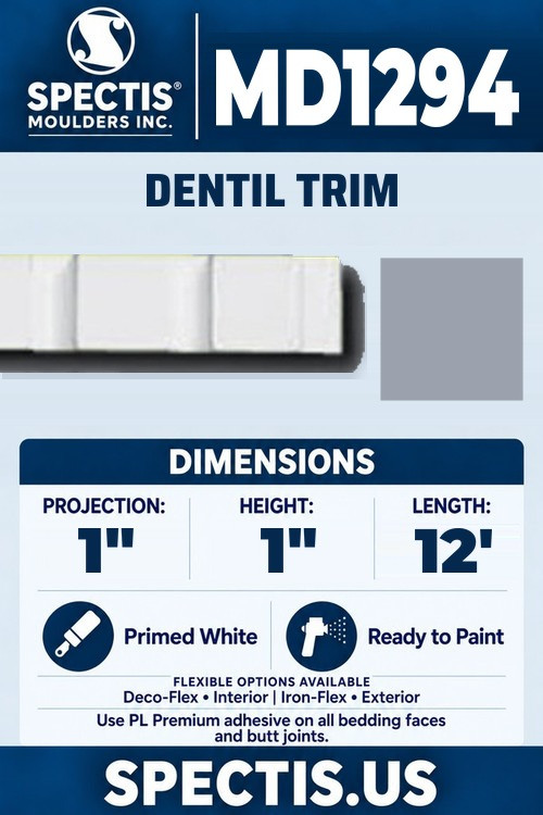 MD1294 dentil trim section and side profile