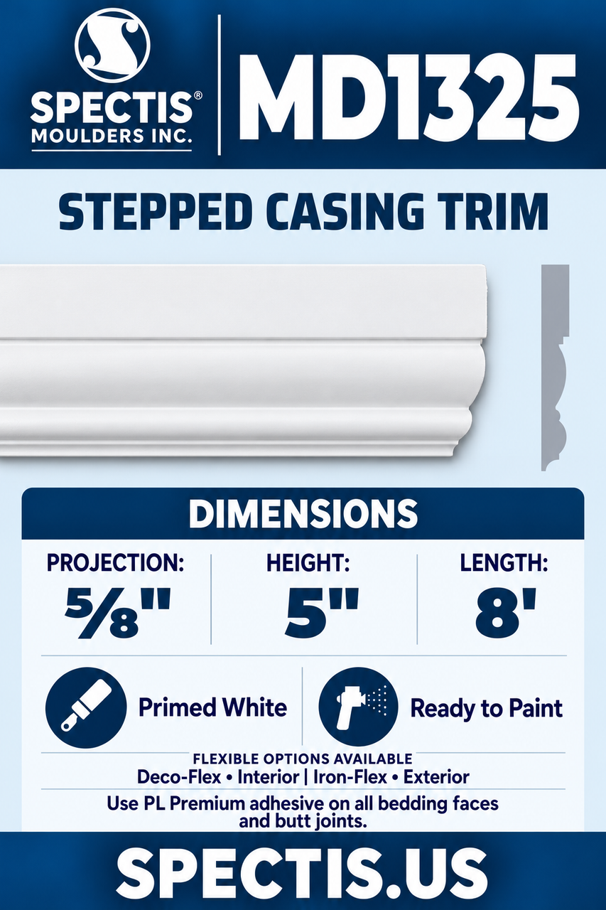 MD1325 stepped casing trim section and side profile