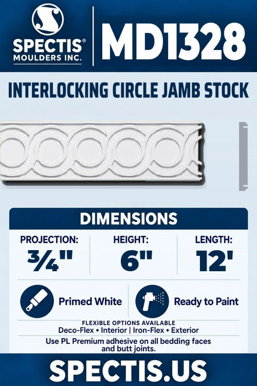 MD1328 interlocking circle jamb stock section and side profile