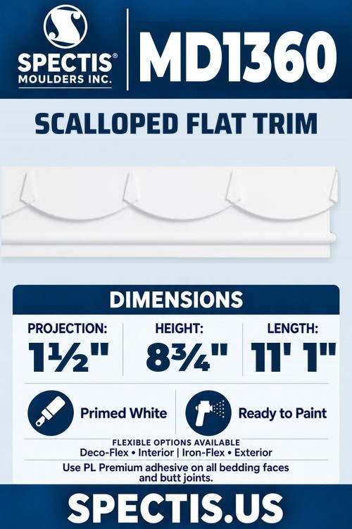 MD1360 scalloped flat trim section and side profile