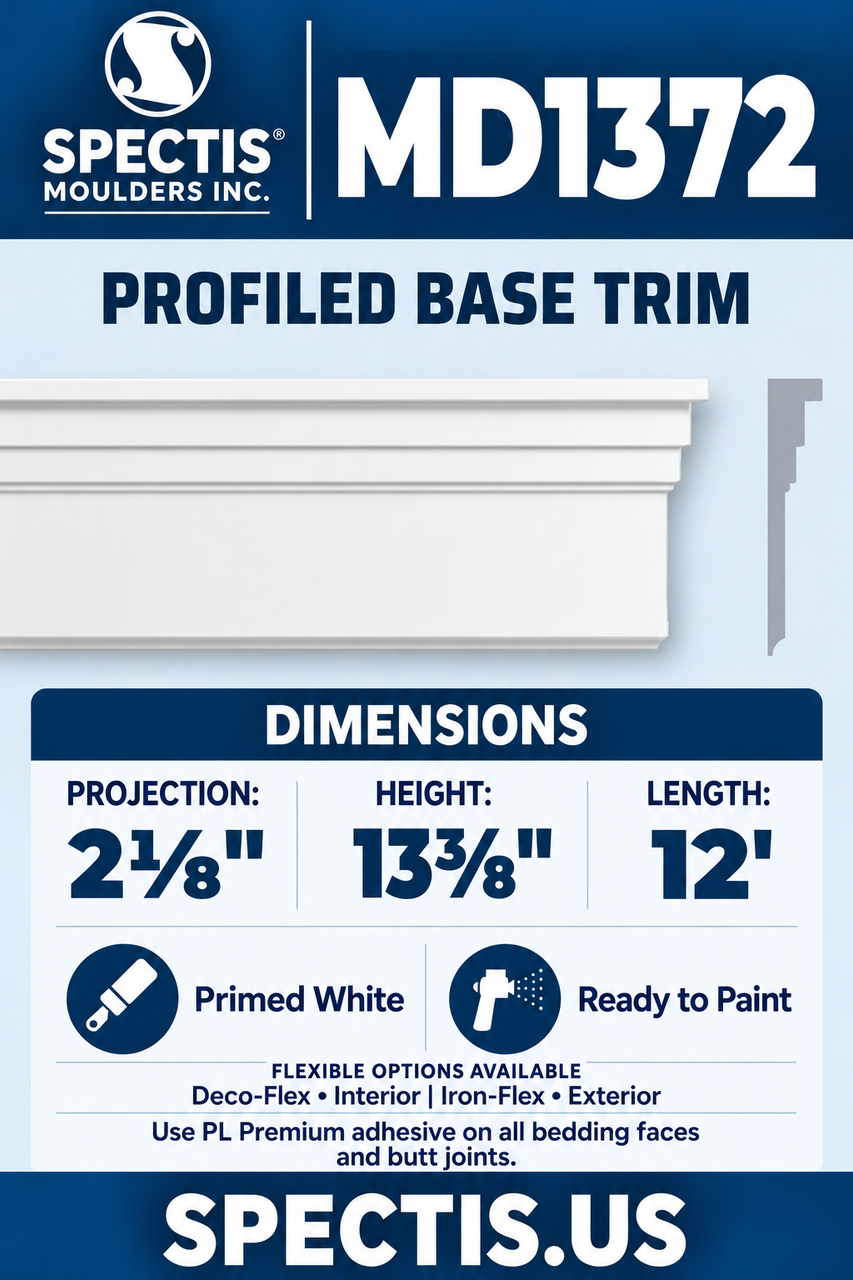 MD1372 profiled base trim section and side profile