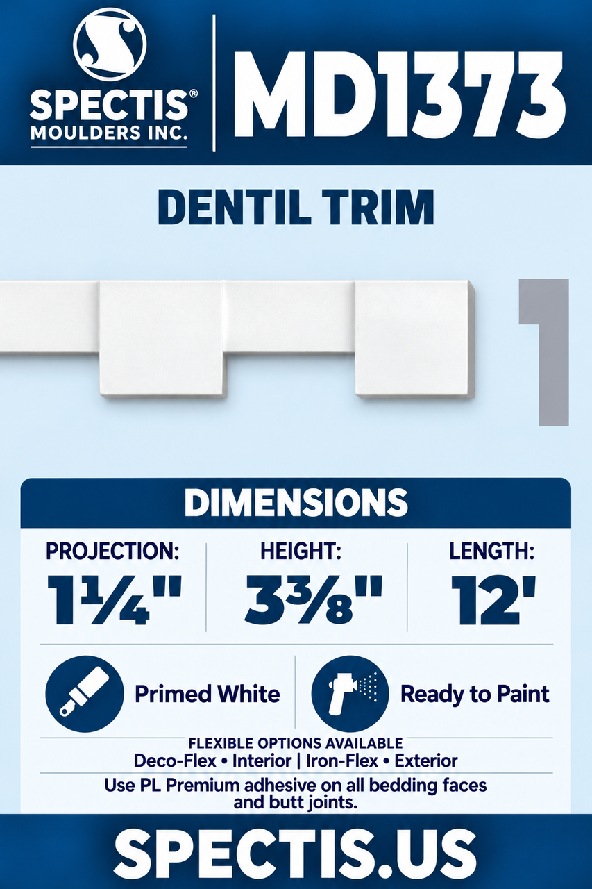 MD1373 dentil trim section and side profile