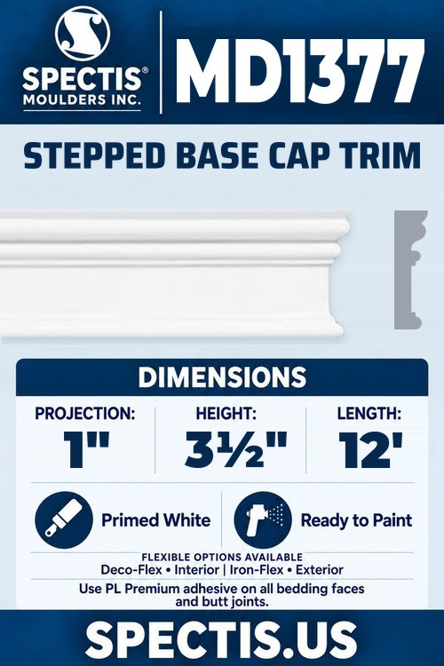 MD1377 stepped base cap trim section and side profile