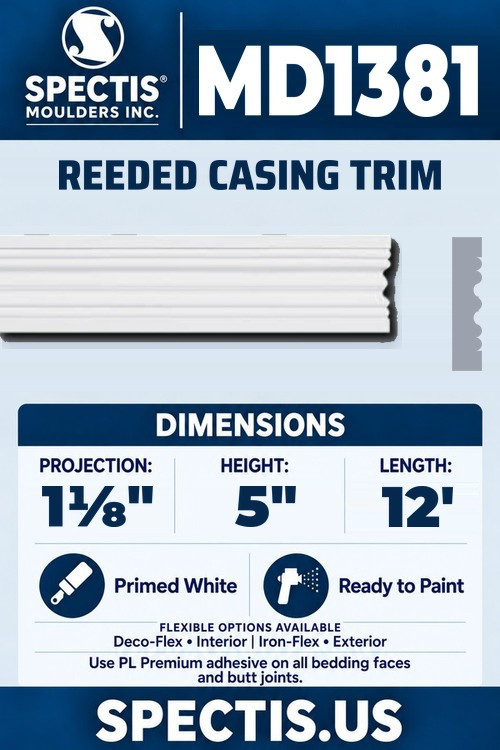 MD1381 reeded casing trim section and side profile