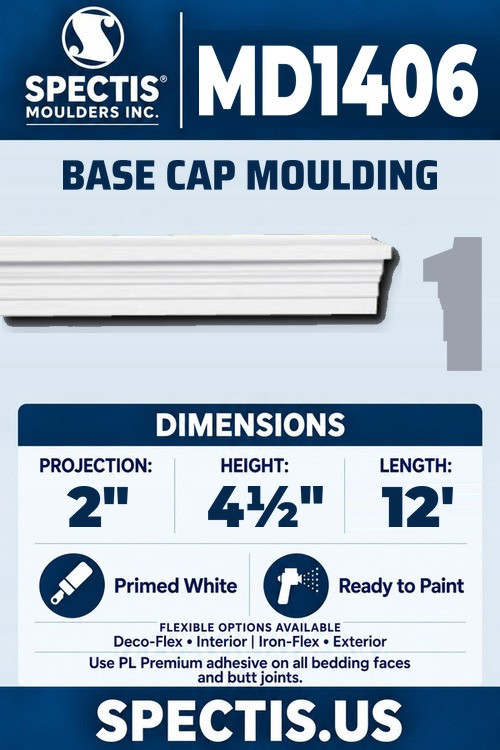 MD1406 stepped base cap trim section and side profile