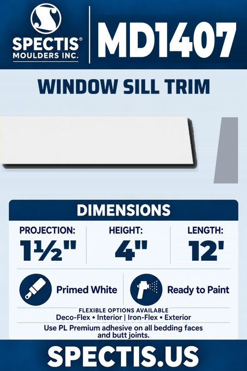 MD1407 window sill trim section and side profile
