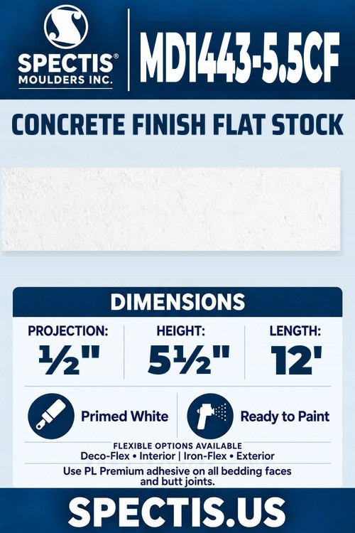 MD1443-5.5CF concrete finish flat stock section and side profile