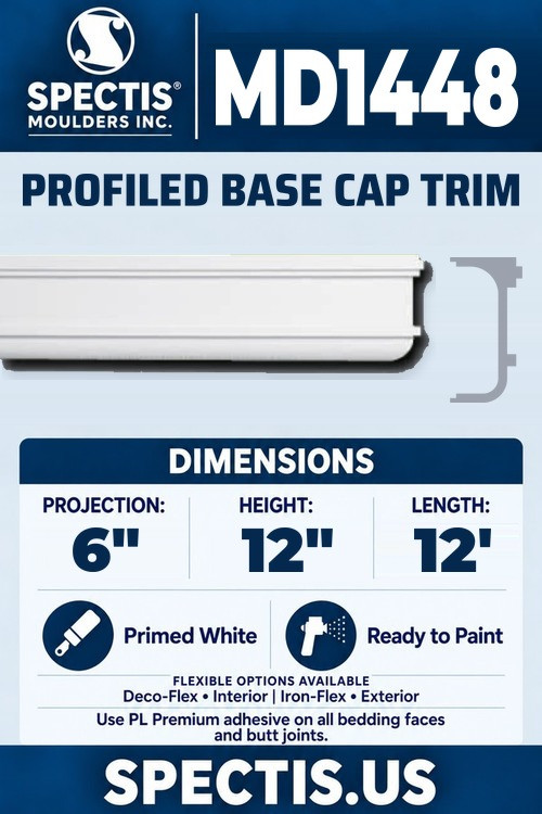 MD1448 profiled base cap trim section and side profile