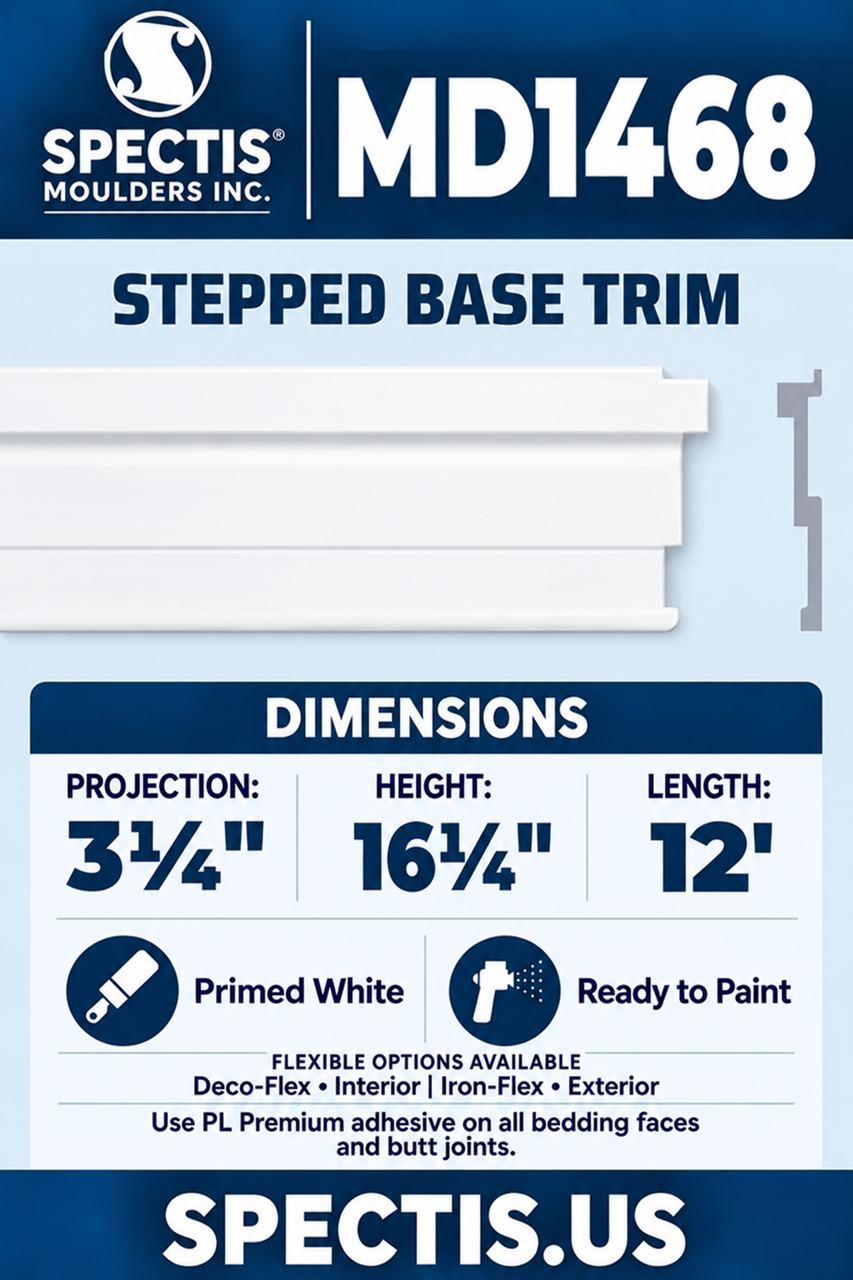 MD1468 stepped base trim section and side profile
