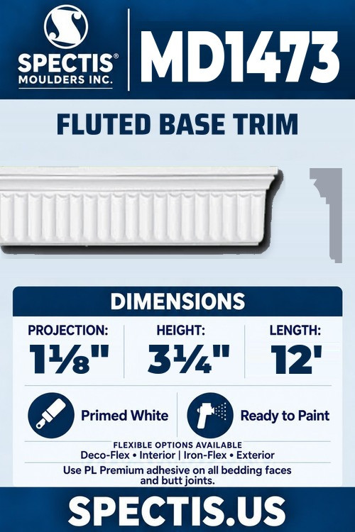 MD1473 fluted base trim section and side profile