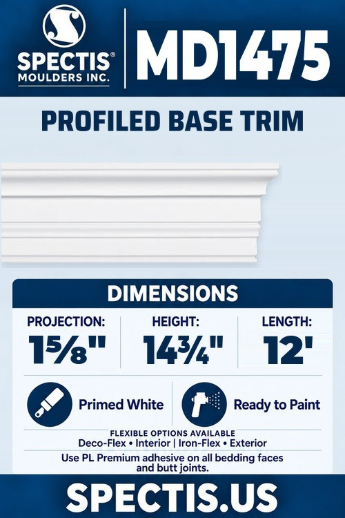 MD1475 profiled base trim section and side profile