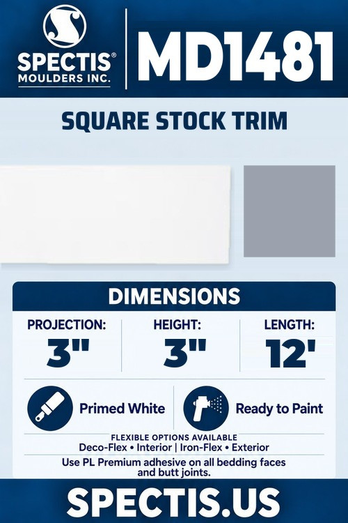 MD1481 square stock trim section and side profile
