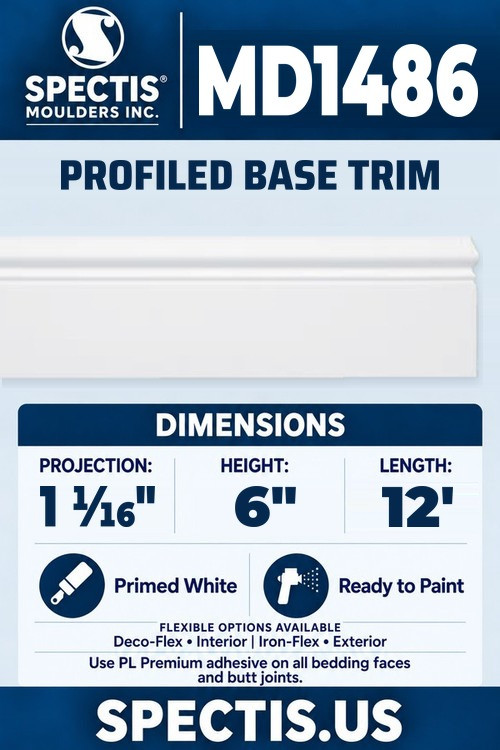 MD1486 profiled base trim section and side profile