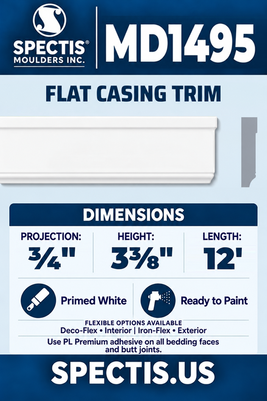 MD1495 flat casing trim section and side profile