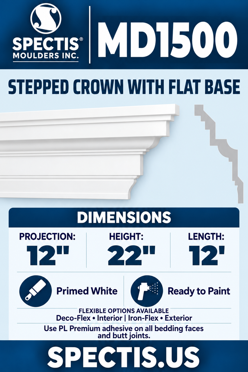 MD1500 stepped crown with flat base section and side profile