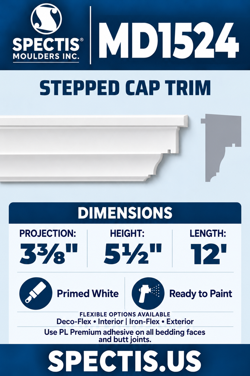 MD1524 stepped cap trim section and side profile