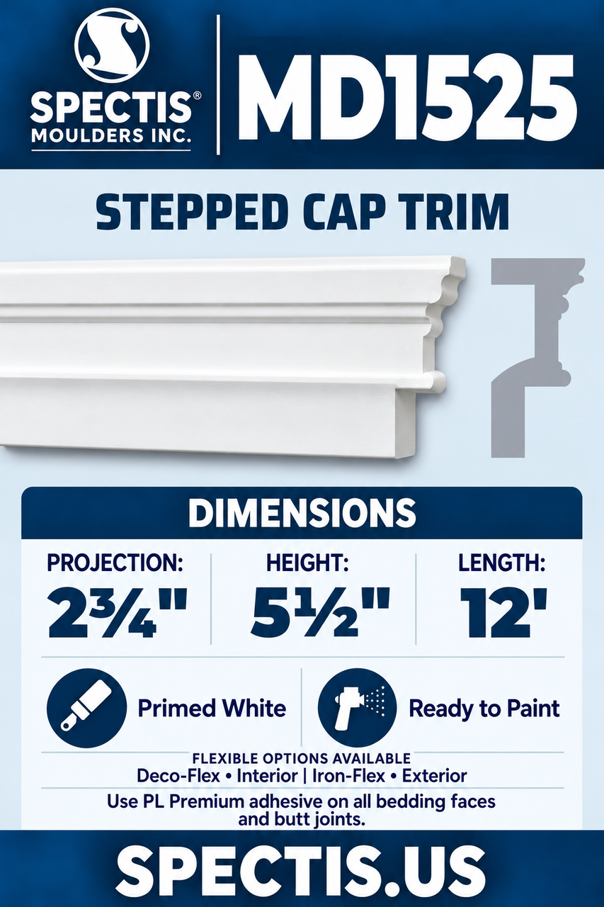 MD1525 stepped cap trim section and side profile
