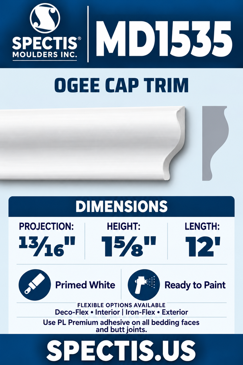 MD1535 ogee cap trim section and side profile