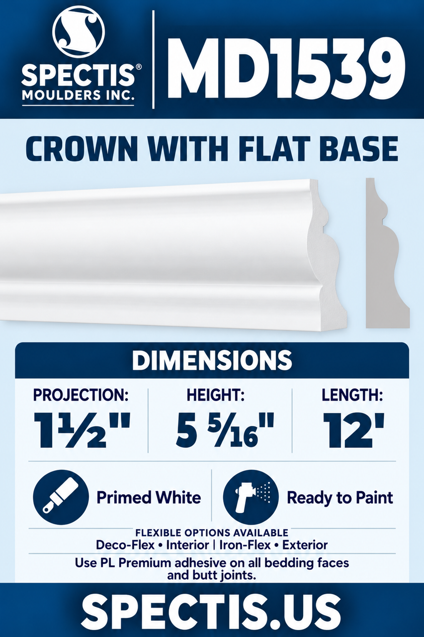MD1539 crown with flat base section and side profile