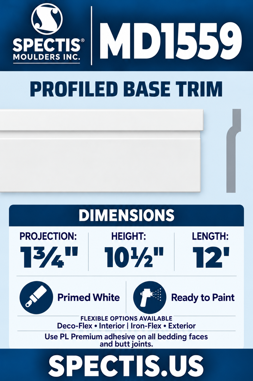 MD1559 profiled base trim section and side profile