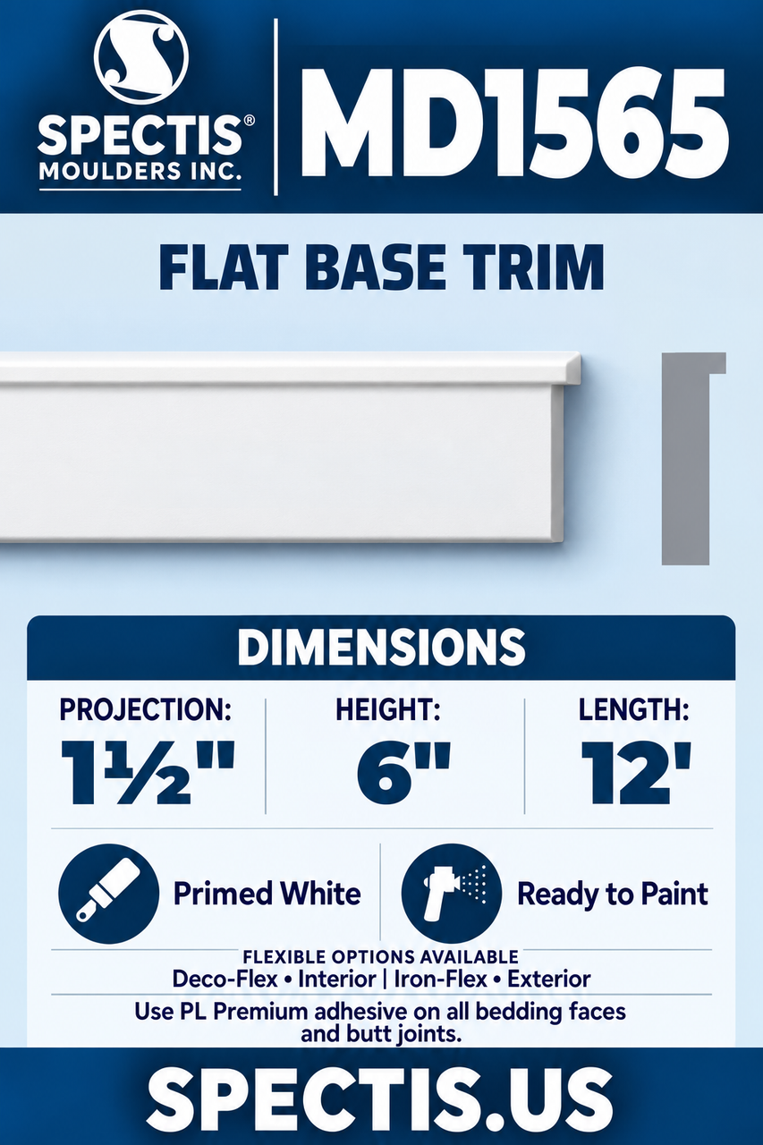 MD1565 flat base trim section and side profile