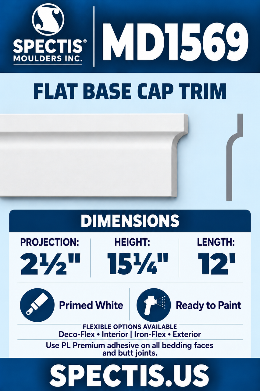 MD1569 flat base cap trim section and side profile