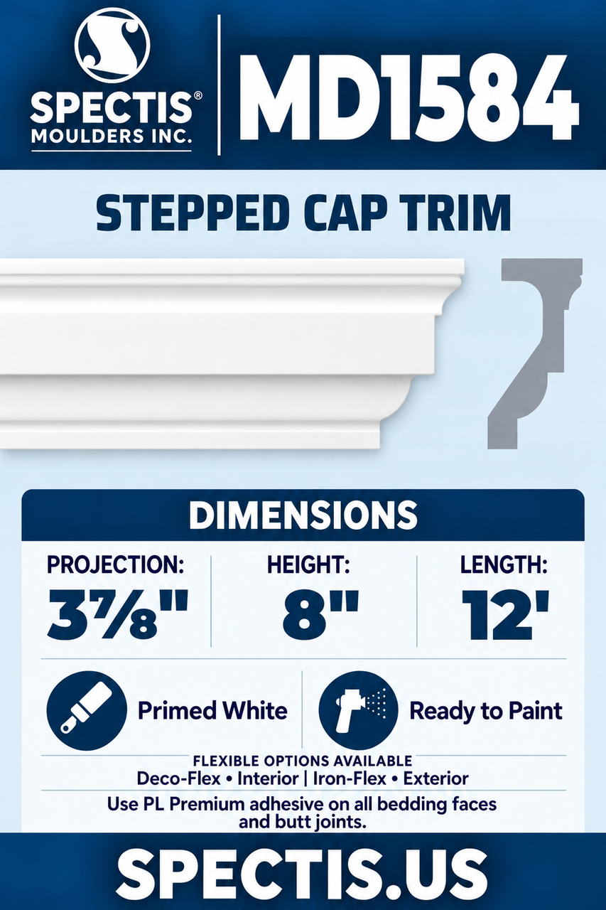 MD1584 stepped cap trim section and side profile