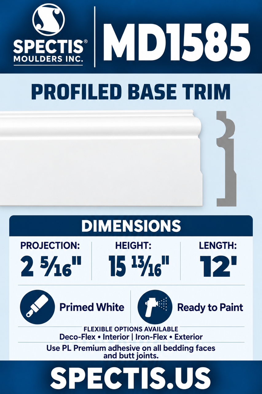 MD1585 profiled base trim section and side profile