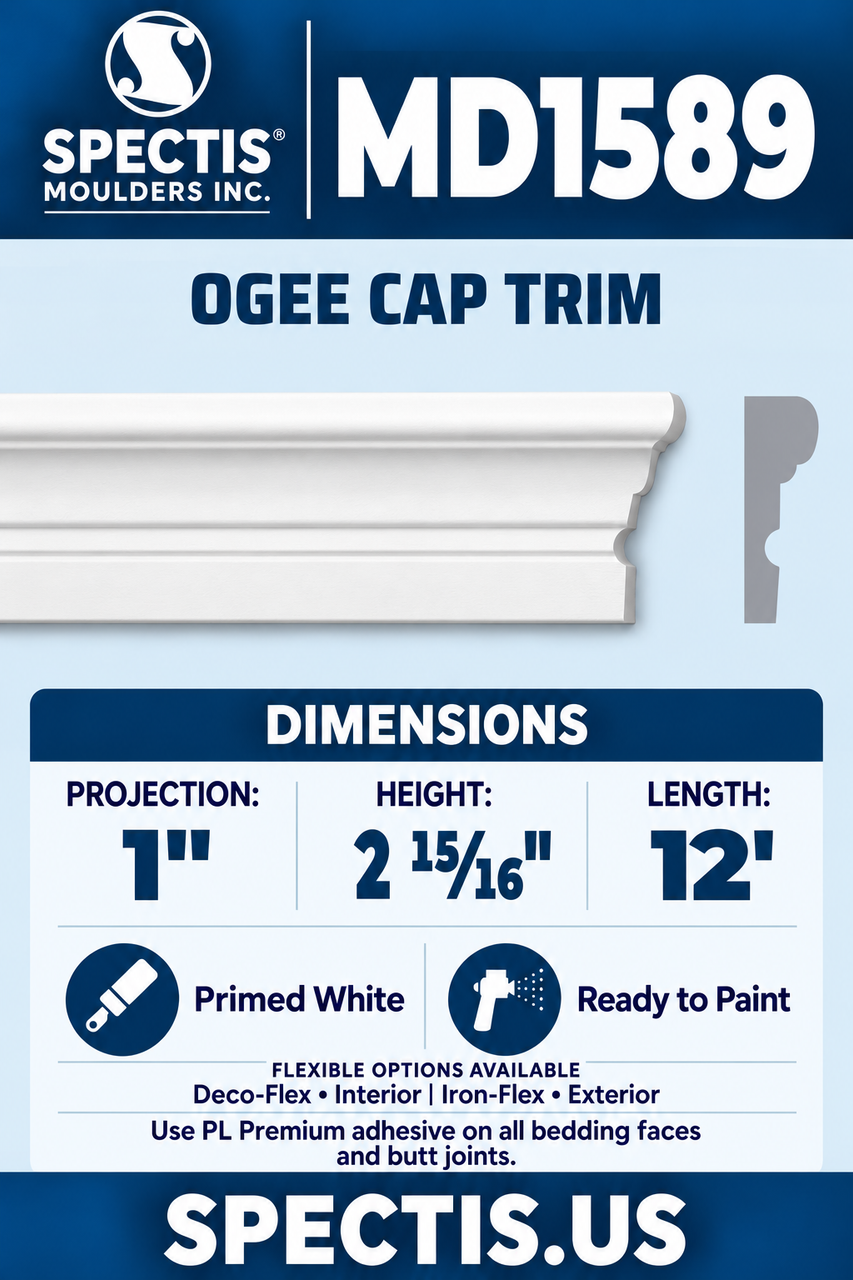 MD1589 ogee cap trim section and side profile