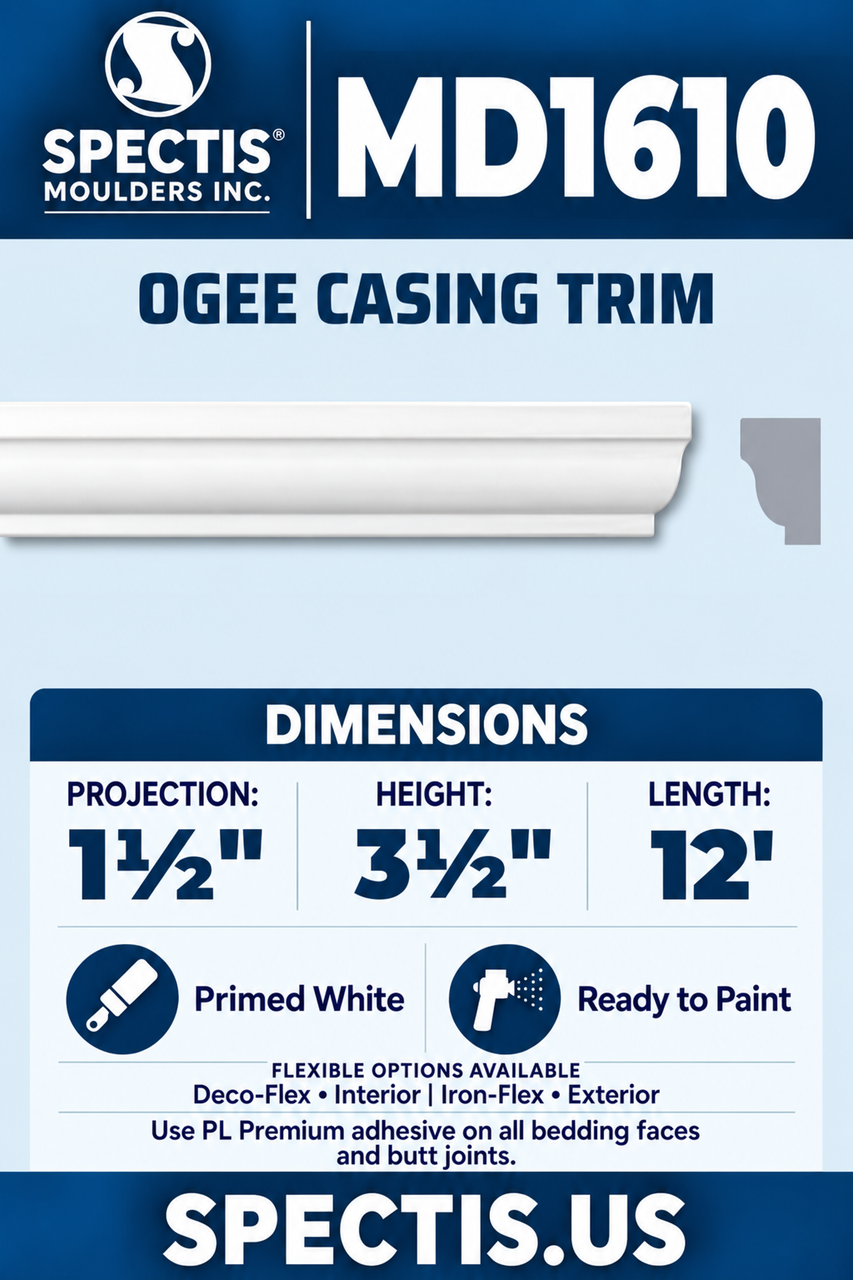 MD1610 ogee casing trim section and side profile