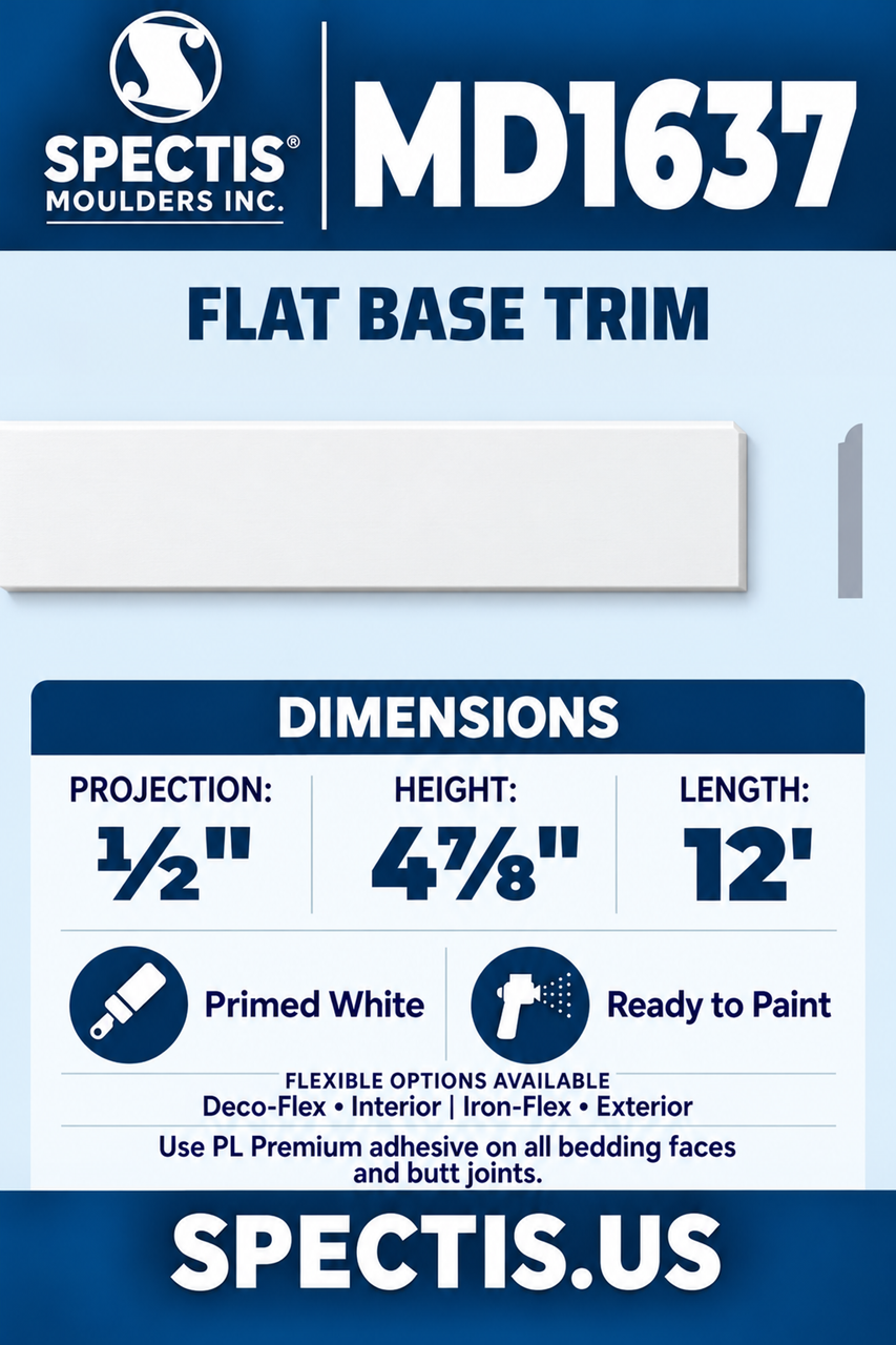 MD1637 flat base trim section and side profile