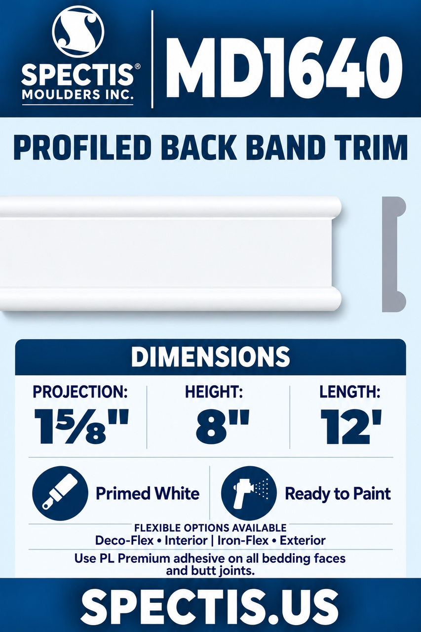 MD1640 profiled back band trim section and side profile