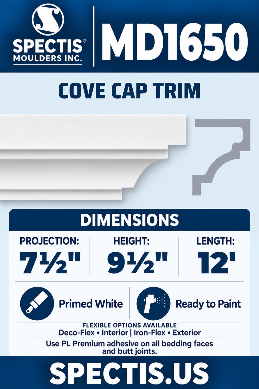 MD1650 cove cap trim section and side profile