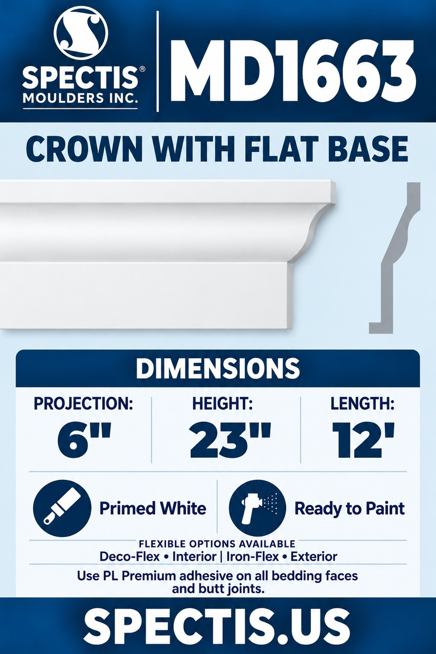 MD1663 crown with flat base section and side profile