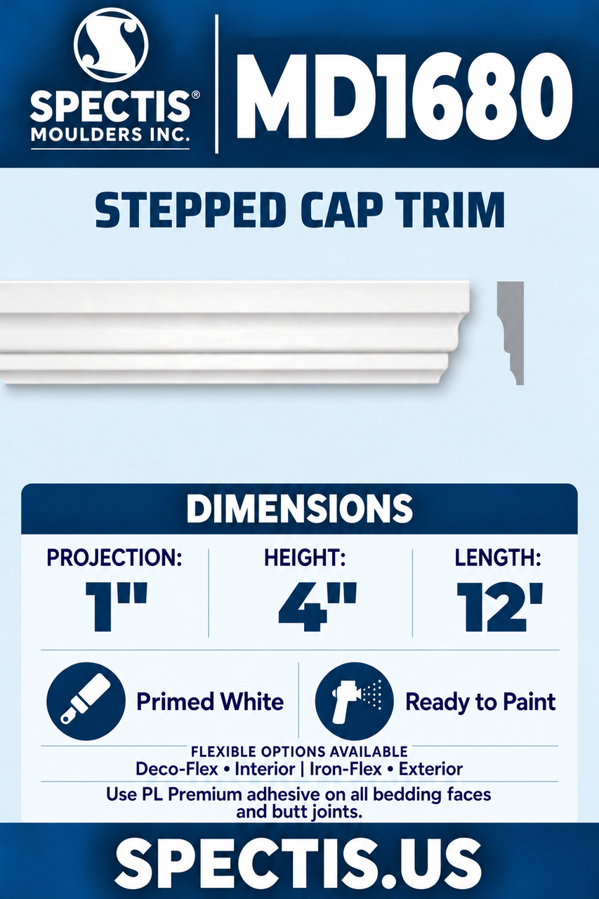 MD1680 stepped cap trim section and side profile