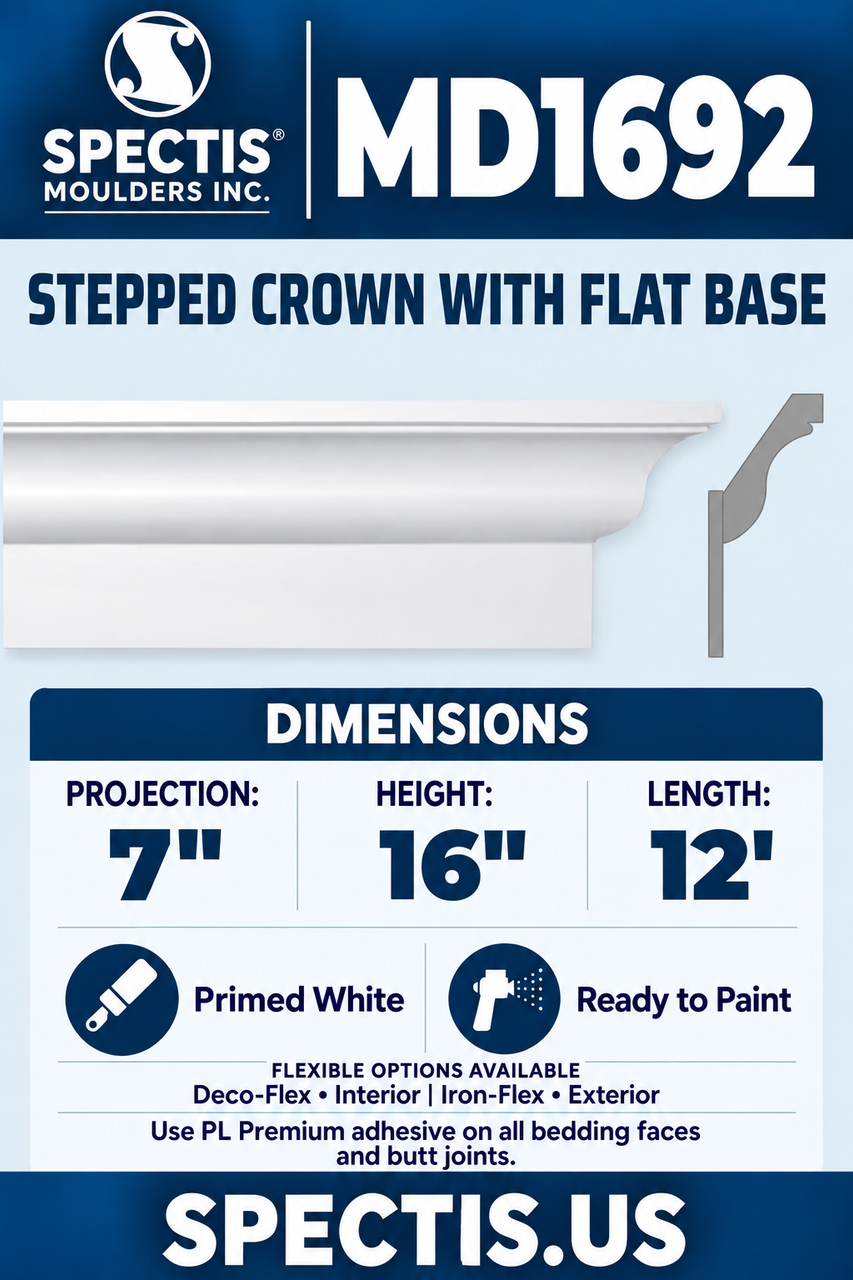MD1692 stepped crown with flat base section and side profile
