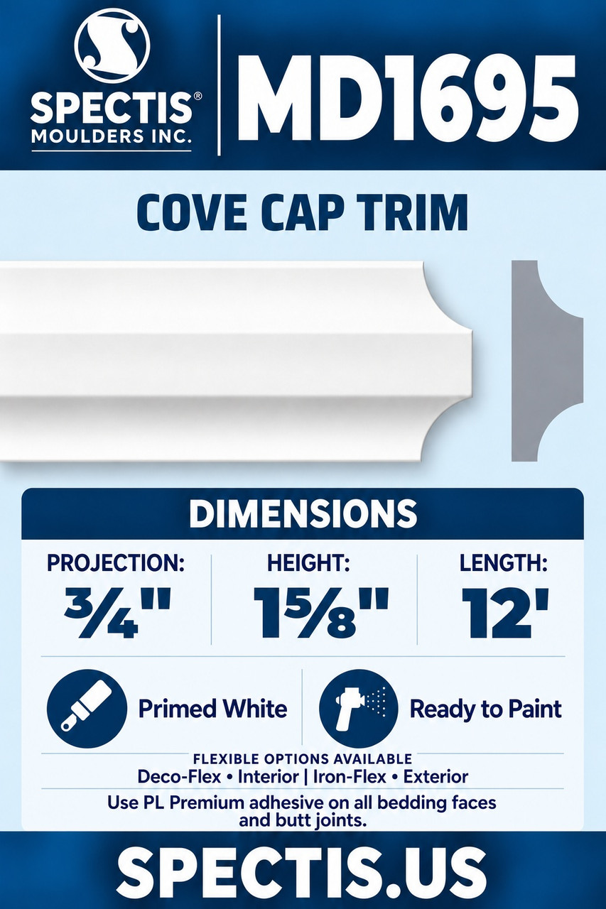 MD1695 cove cap trim section and side profile