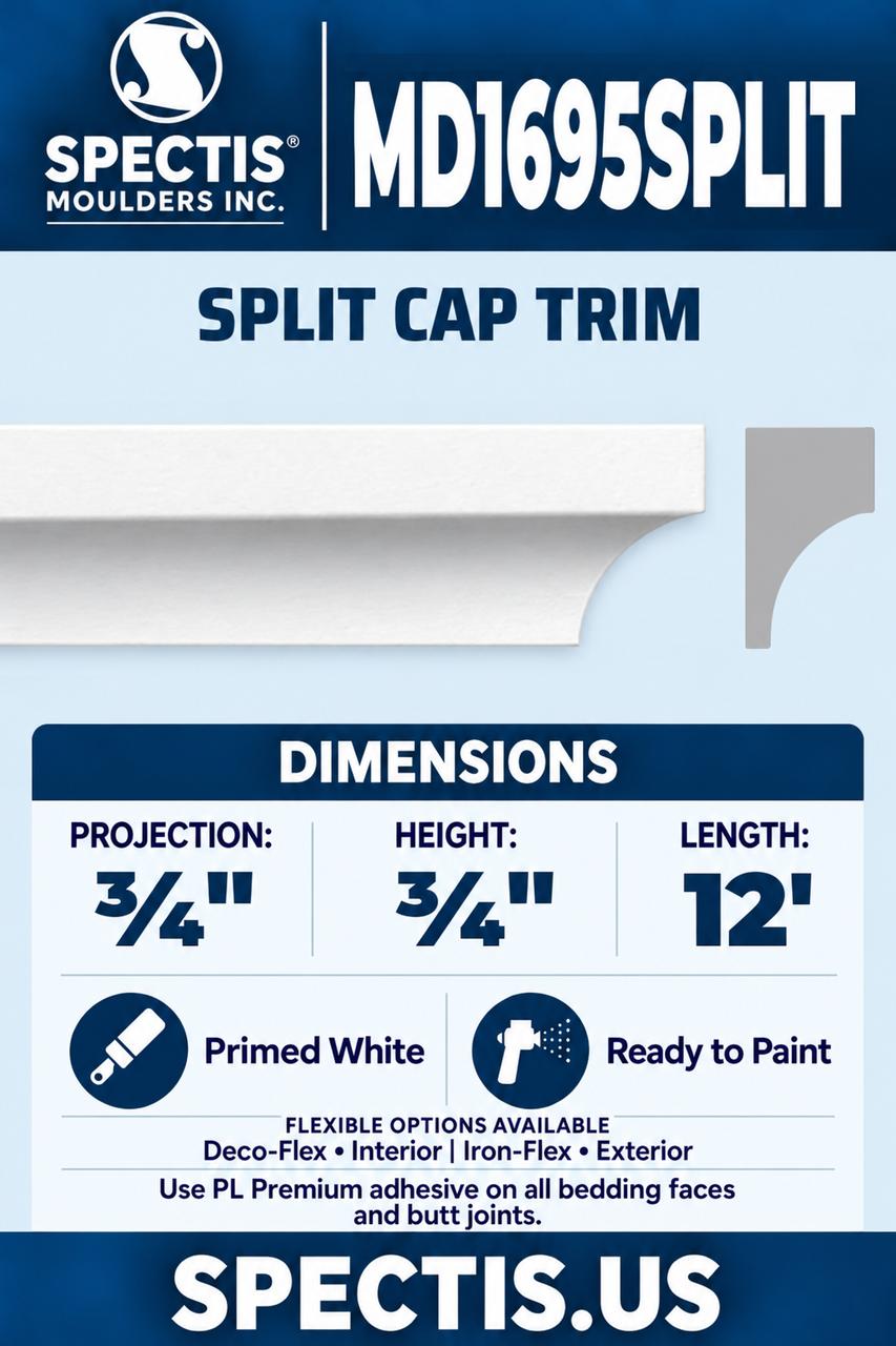 MD1695SPLIT split cap trim section and side profile