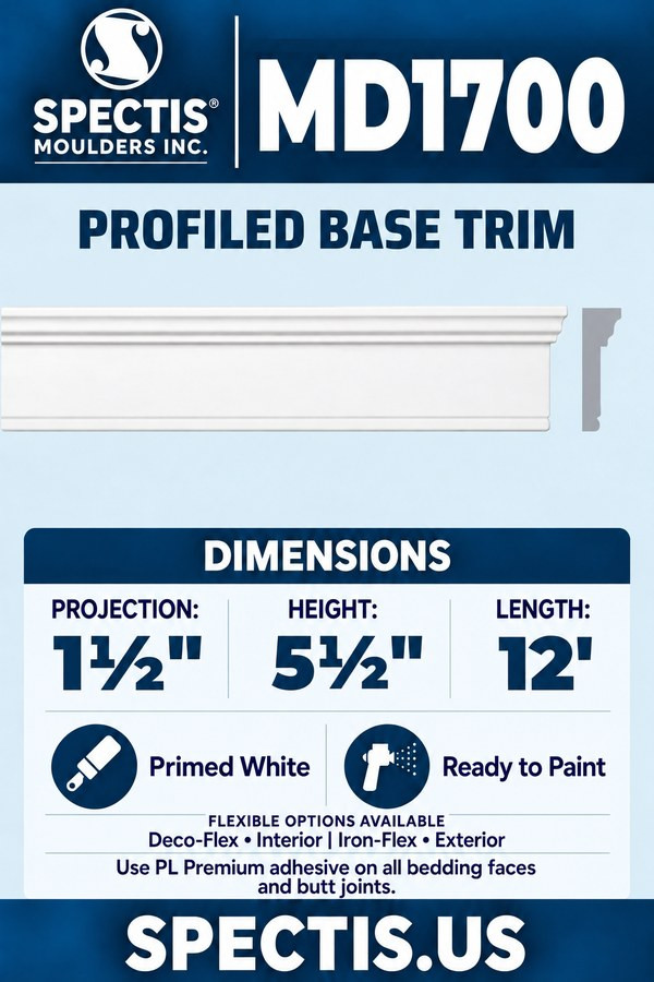 MD1700 profiled base trim section and side profile