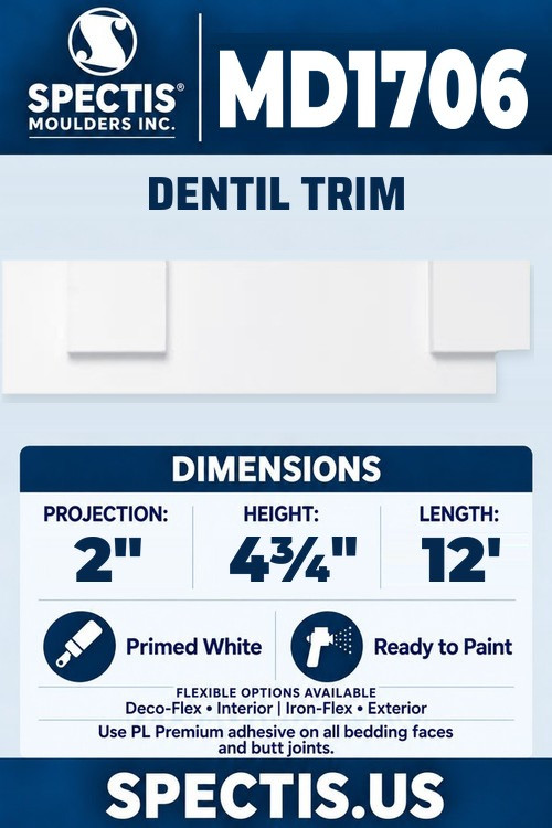 MD1706 dentil trim section and side profile
