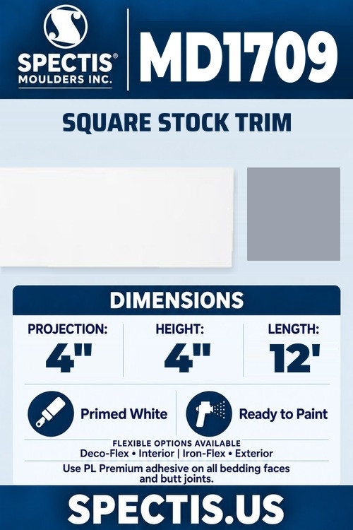 MD1709 square stock trim section and side profile