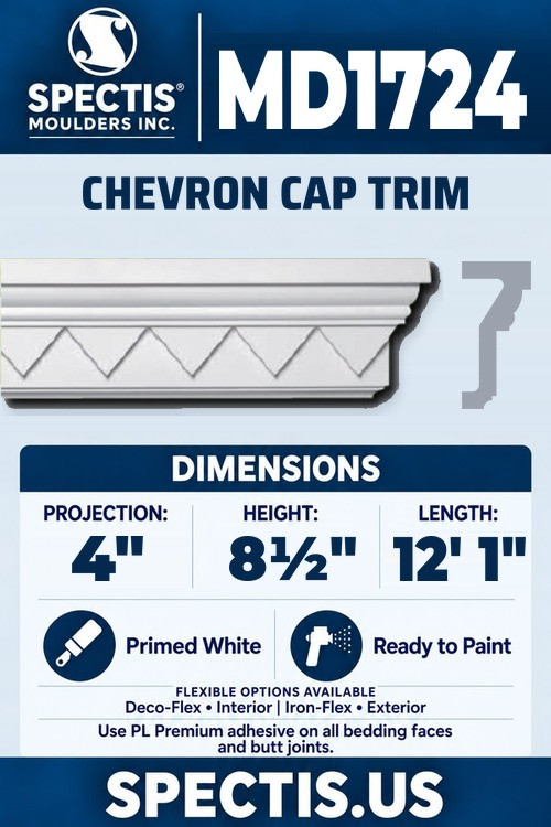 MD1724 chevron cap trim section and side profile