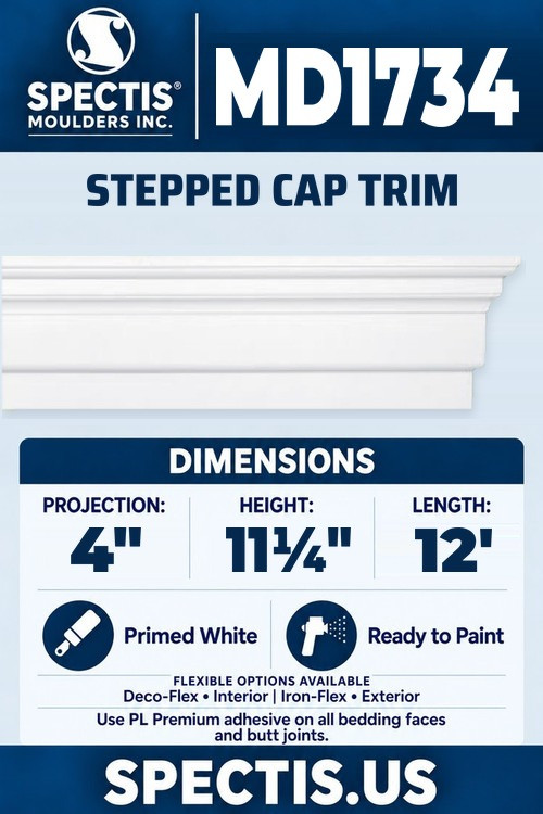 MD1734 stepped cap trim section and side profile