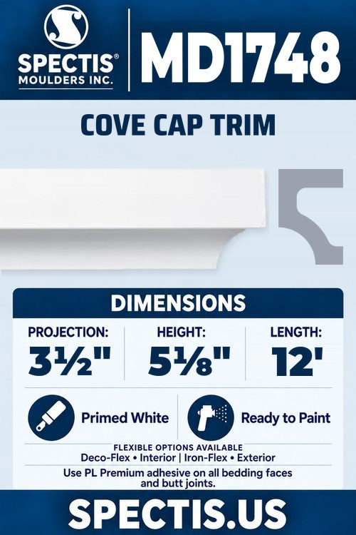 MD1748 cove cap trim section and side profile
