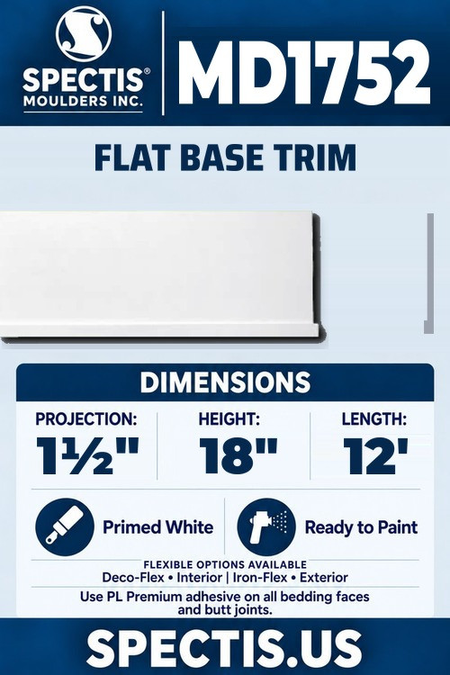 MD1752 flat base trim section and side profile