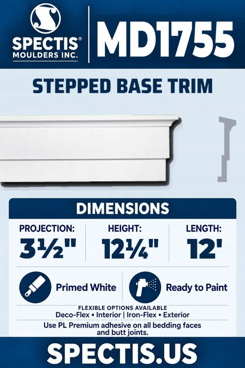 MD1755 stepped base trim section and side profile
