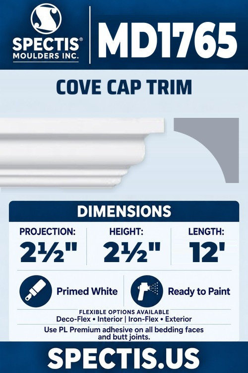 MD1765 cove cap trim section and side profile