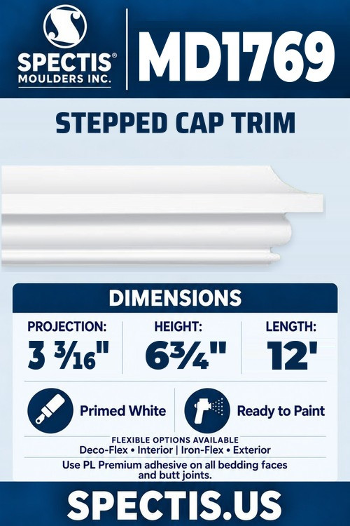MD1769 stepped cap trim section and side profile