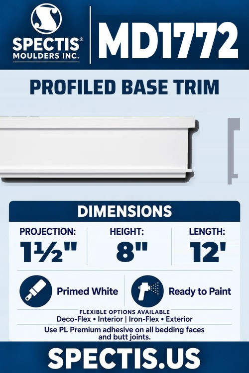 MD1772 profiled base trim section and side profile